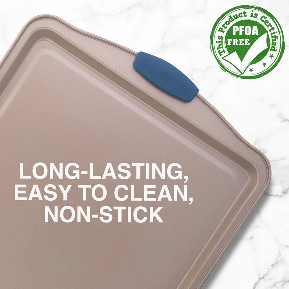 Medium Cookie Sheet - Kitchen Oven Baking Pan With Blue Silicone Handles, Compatible With Models: Ncsbsg63, Ncsbsg60 (Gold) - Image 3
