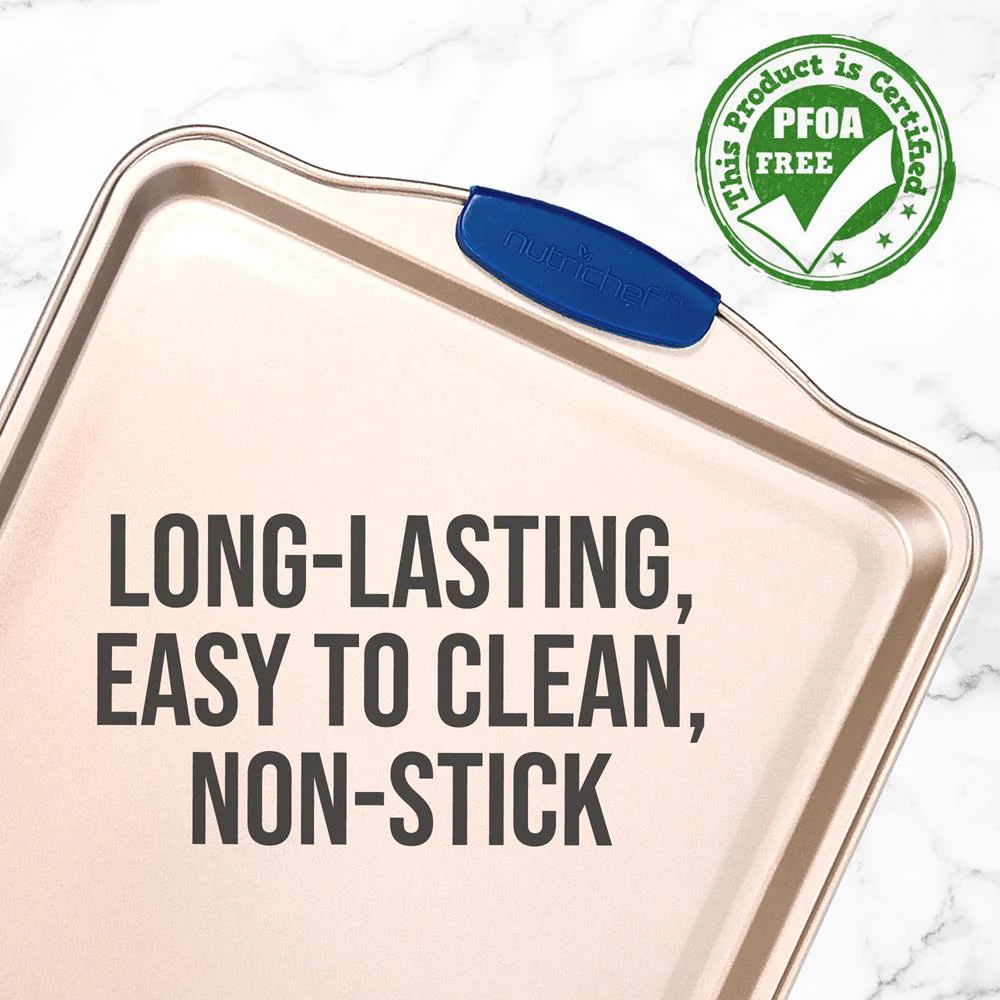 Nonstick Cookie Sheet, Easy Release, Carbon Steel, Blue Handles - Image 3