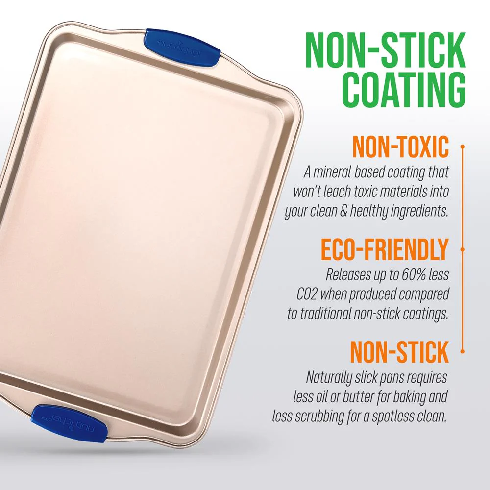 Nonstick Cookie Sheet, Easy Release, Carbon Steel, Blue Handles - Image 6