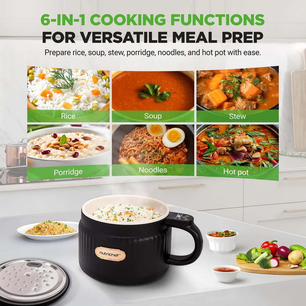 Portable Rice Cooker, Rapid Cooking, Non-Stick Ceramic, 1.6L Capacity - Image 2