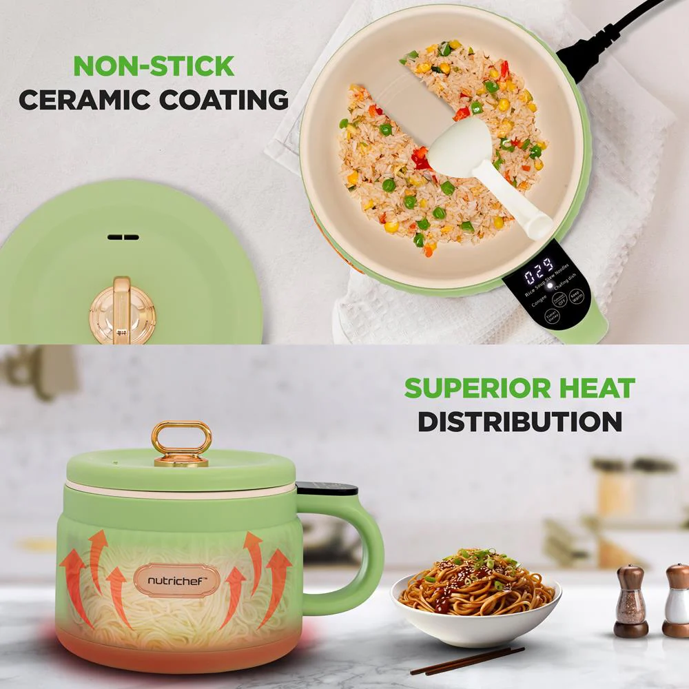 Portable Rice Cooker, Rapid Cooking, Non-Stick Ceramic, Green - Image 5
