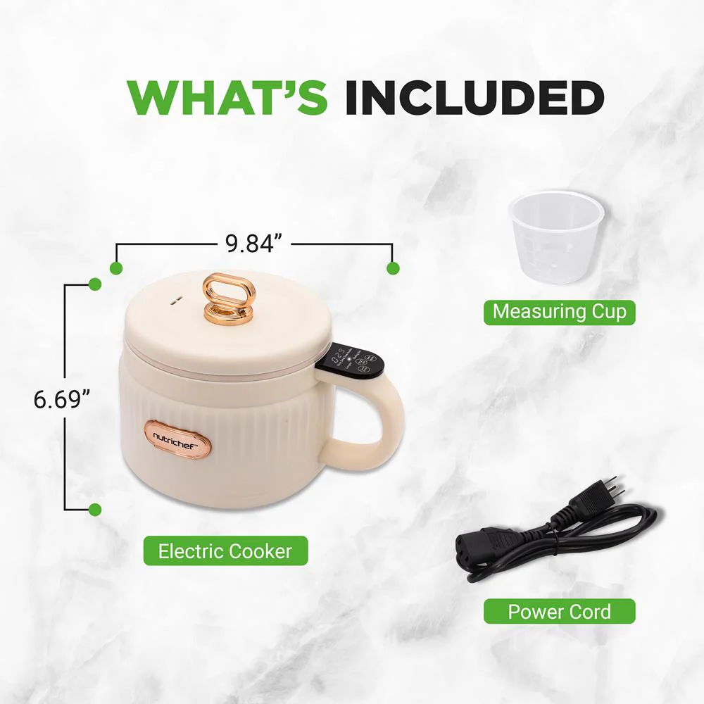 Portable Rice Cooker, Rapid Cooking, Non-Stick Ceramic, White - Image 8
