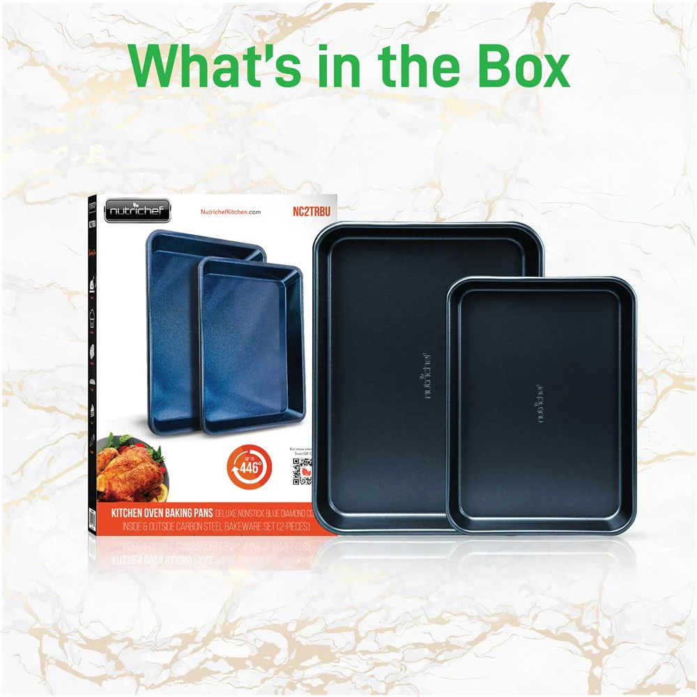 Non-Stick Baking Pans Set, Easy Clean, Carbon Steel, Blue - Image 8