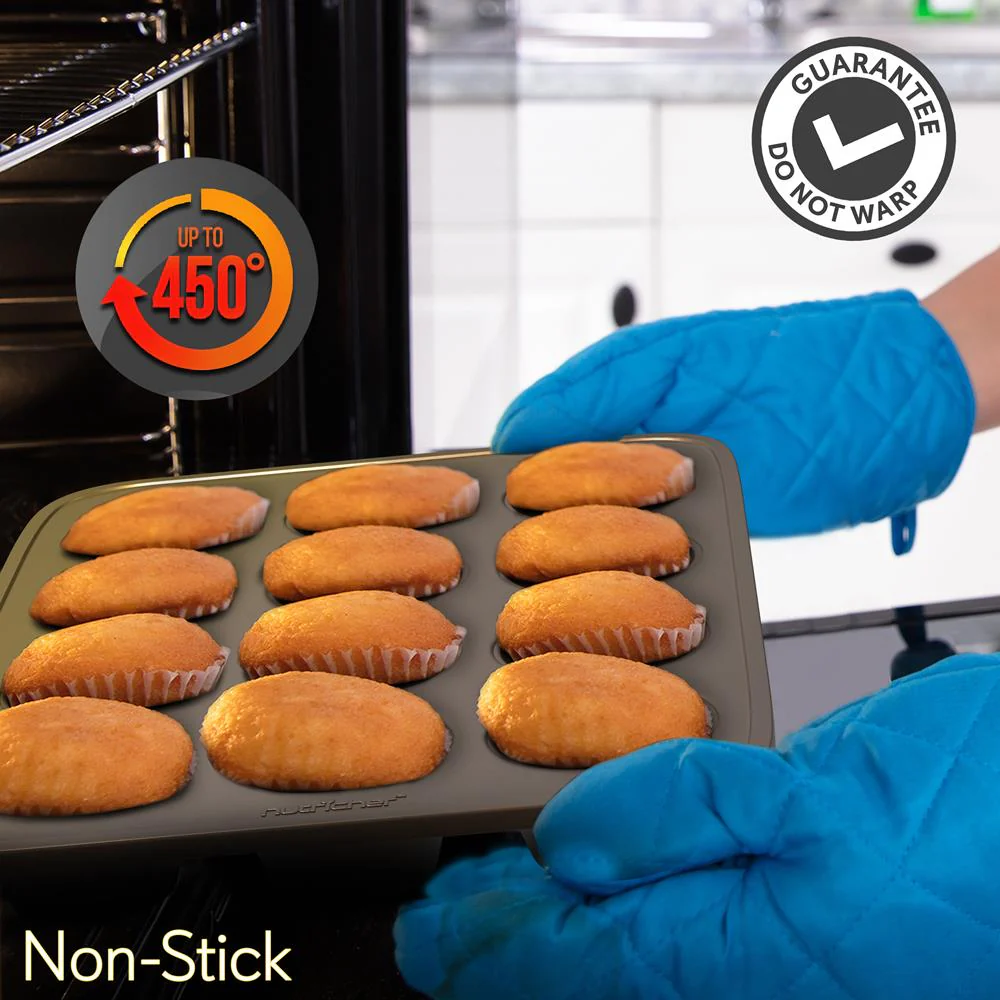 Kitchen Oven Muffin Baking Pans - Deluxe Non-Stick Cupcake Cookie Sheet Bakeware - Image 4