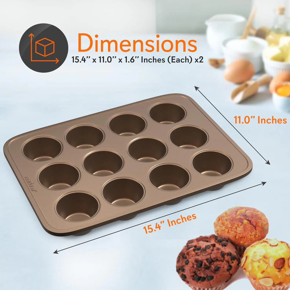 Kitchen Oven Muffin Baking Pans - Deluxe Non-Stick Cupcake Cookie Sheet Bakeware - Image 6