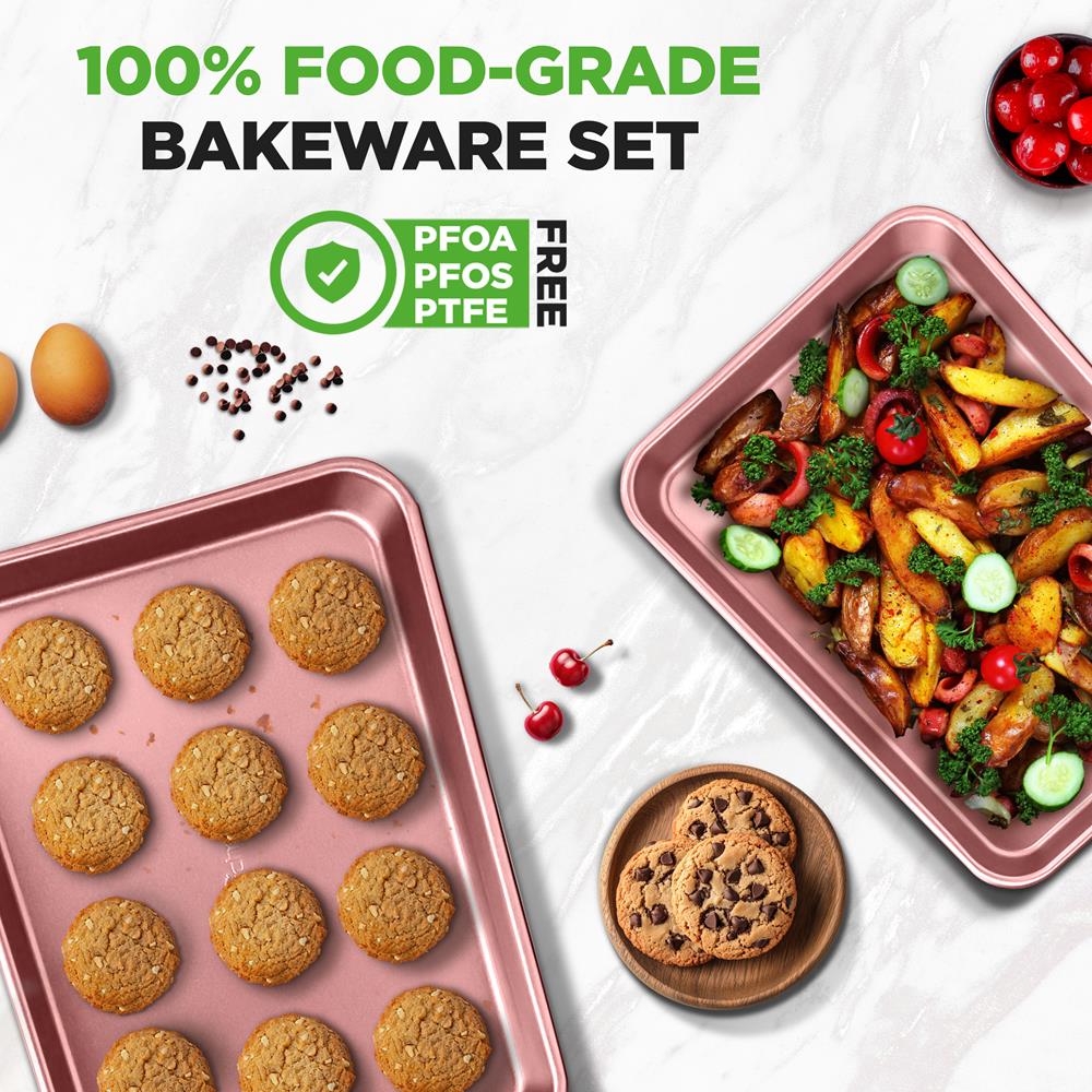 2-Piece Nonstick Cookie Sheets Set, Carbon Steel, Rose Gold - Image 5