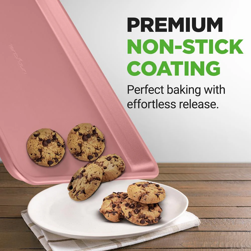 2-Piece Nonstick Cookie Sheets Set, Carbon Steel, Rose Gold - Image 6