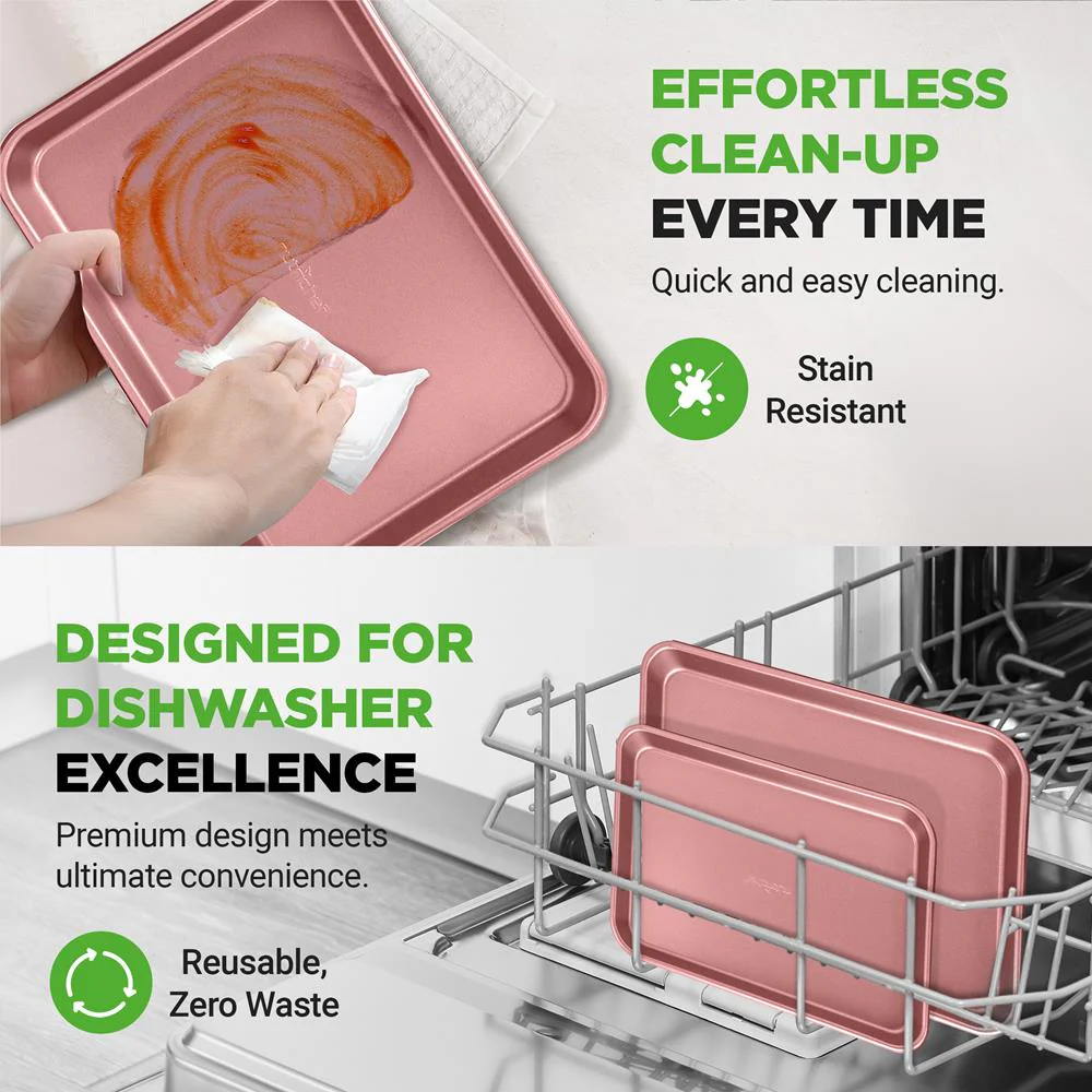 2-Piece Nonstick Cookie Sheets Set, Carbon Steel, Rose Gold - Image 7