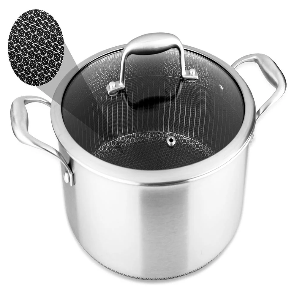 5 QT Stainless Steel Stew Pot - Non-Stick, Scratch-Resistant, Glass Lid - Image 5