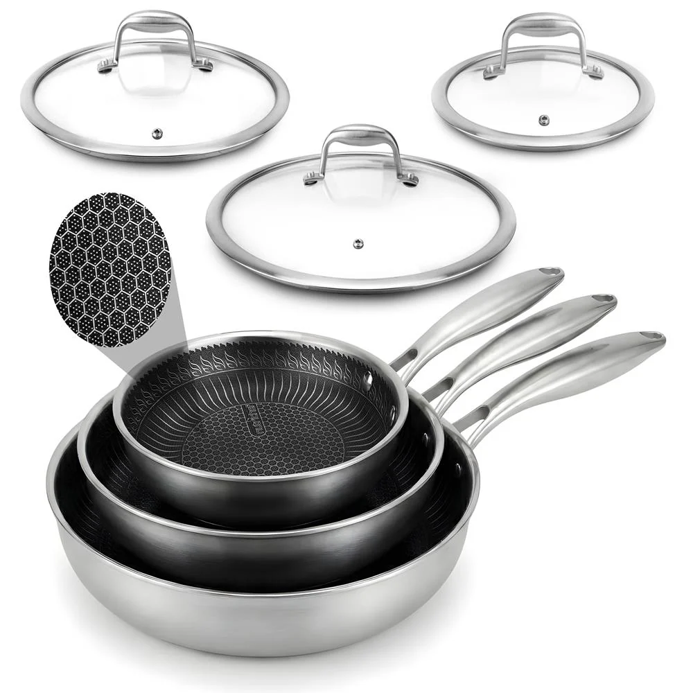 6-Piece Non-Stick Frying Pan Set, Quick Heat, Tri-Ply Stainless Steel - Image 5