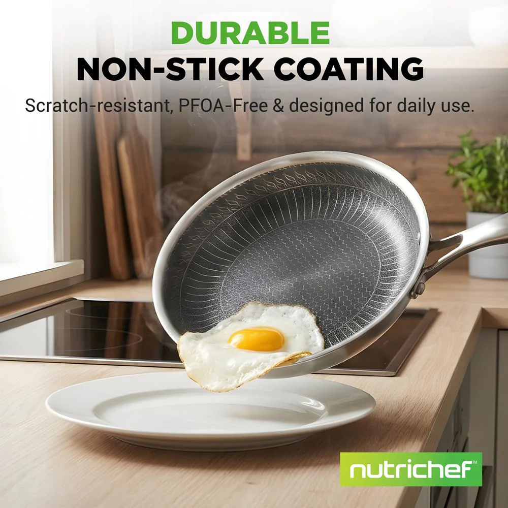 6-Piece Non-Stick Frying Pan Set, Quick Heat, Tri-Ply Stainless Steel - Image 7