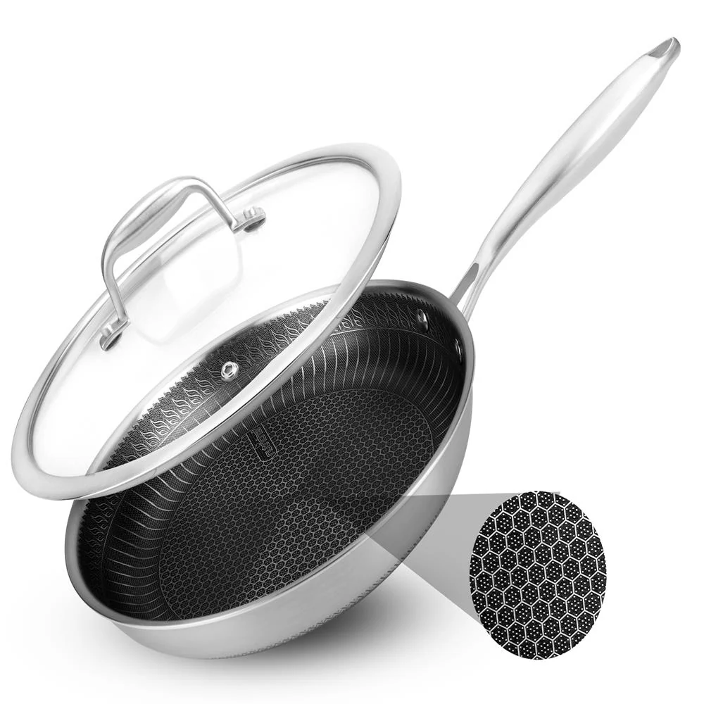 10" Stainless Steel Frying Pan, Non-Stick, Scratch-Resistant, w/Glass Lid - Image 6