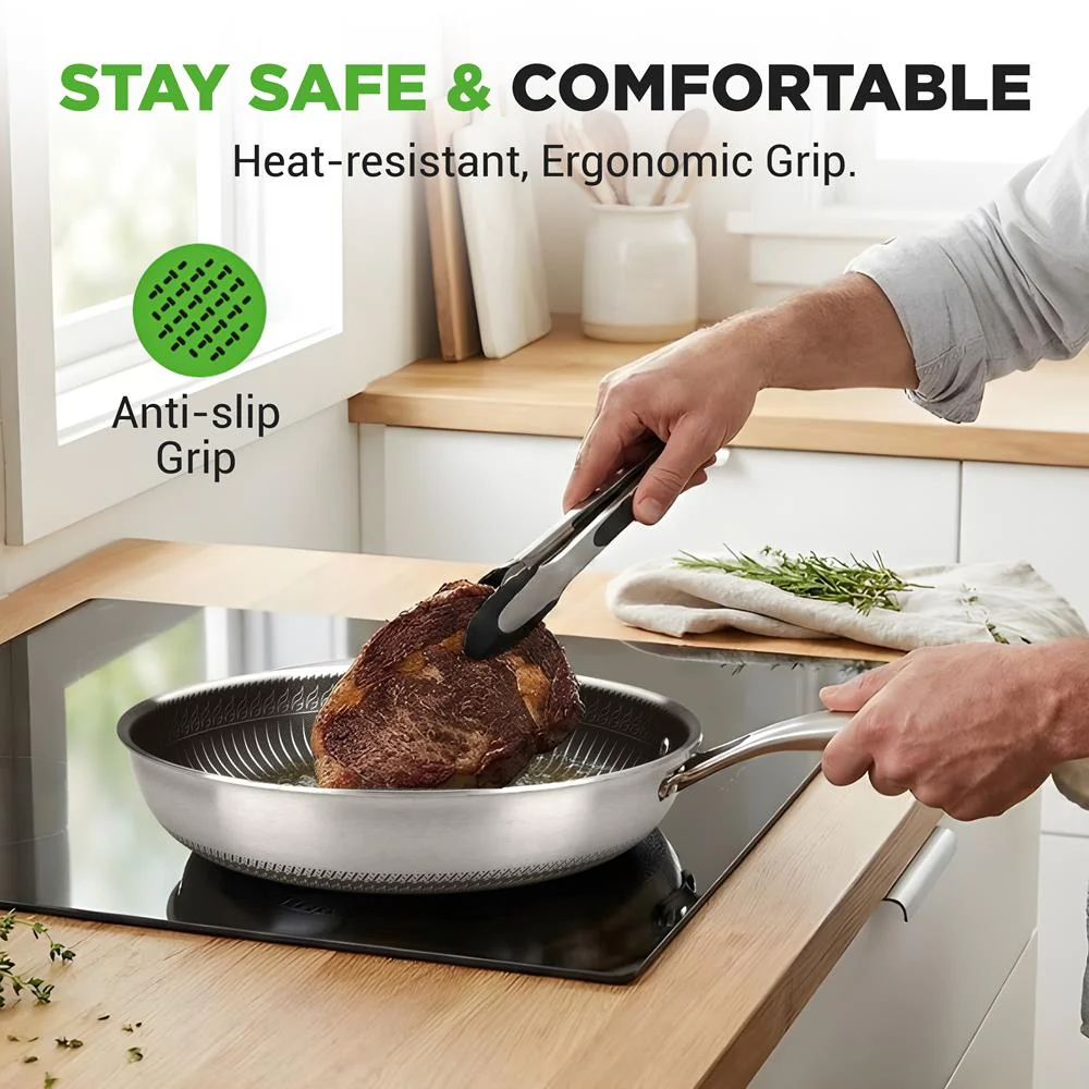 12" Stainless Steel Frying Pan - Non-Stick, Scratch-Resistant, Silver - Image 7