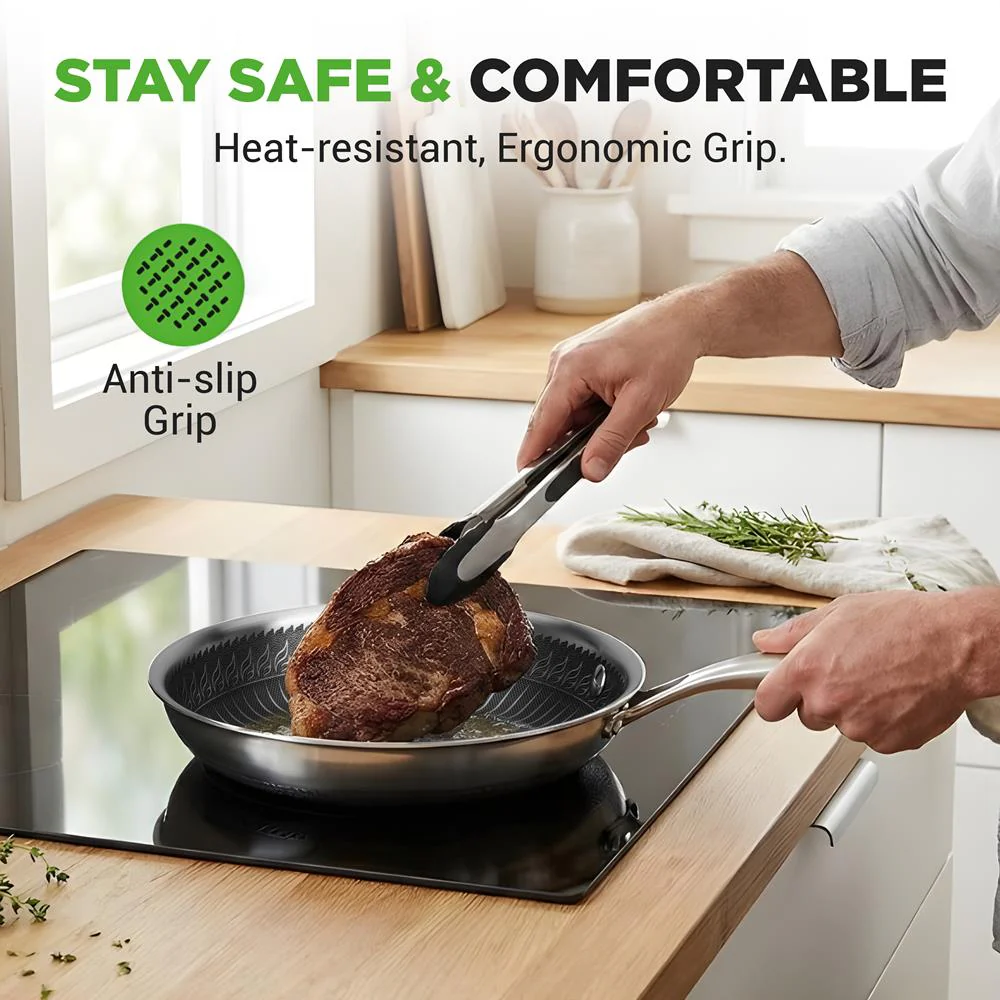 8" Non-Stick Frying Pan, Scratch-Resistant Stainless Steel, w/Glass Lid - Image 6