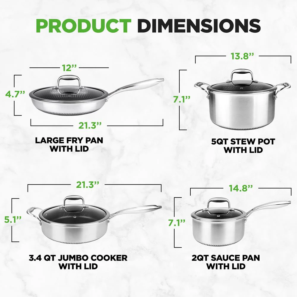 8-Piece Cookware Set, Quick Heat, Triply Stainless Steel, Non-Stick - Image 4