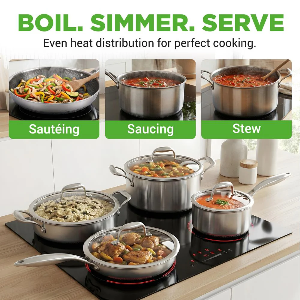 8-Piece Cookware Set, Quick Heat, Triply Stainless Steel, Non-Stick - Image 8