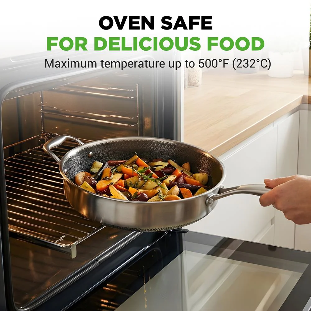Deep Frying Pan 3.4QT Non-Stick Stainless Steel Scratch-Resistant - Image 3