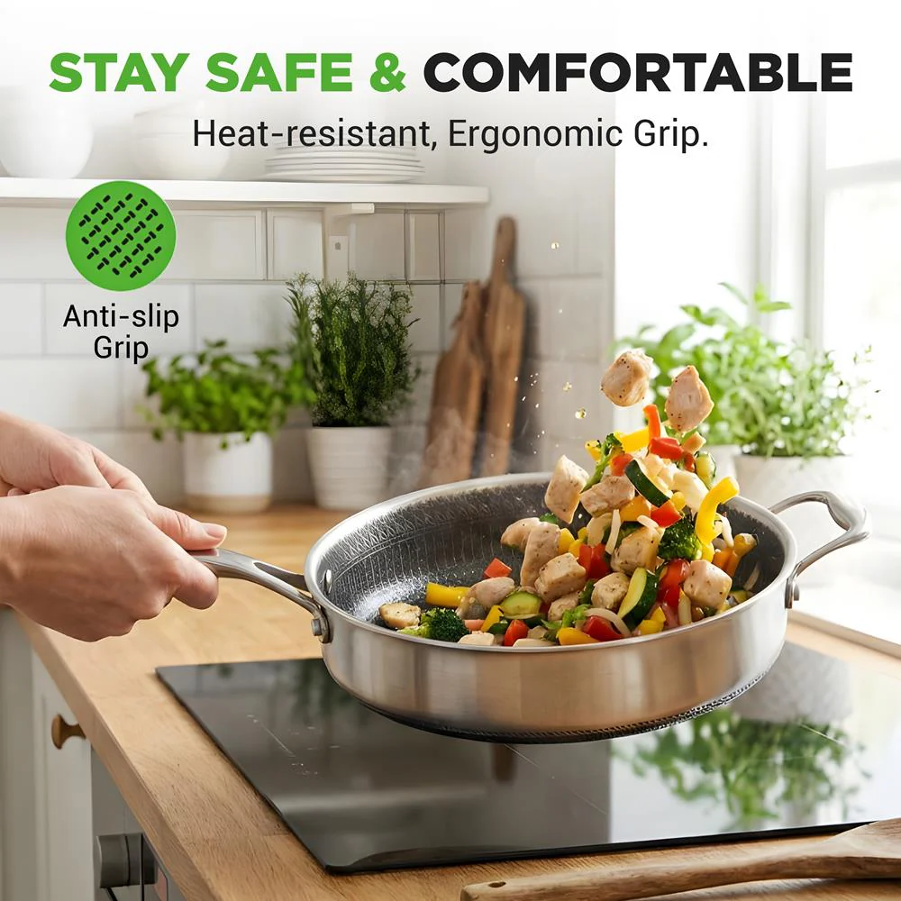 Deep Frying Pan 3.4QT Non-Stick Stainless Steel Scratch-Resistant - Image 5