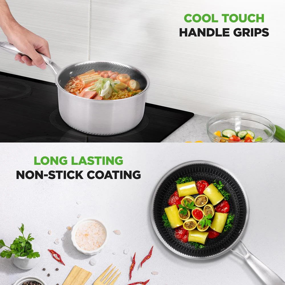 2 QT Sauce Pot - Quick Heat, Non-Stick Coating, Stainless Steel - Image 4