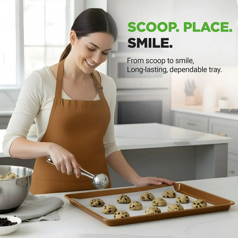 3-Piece Nonstick Baking Pan Set, Durable Carbon Steel, Gold - Image 4