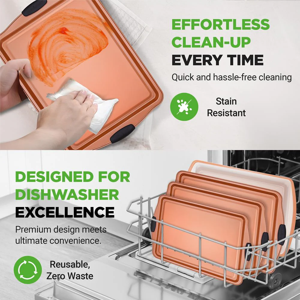 5-Piece Non-Stick Baking Pan Set, Stackable Carbon Steel, Easy Clean - Image 7