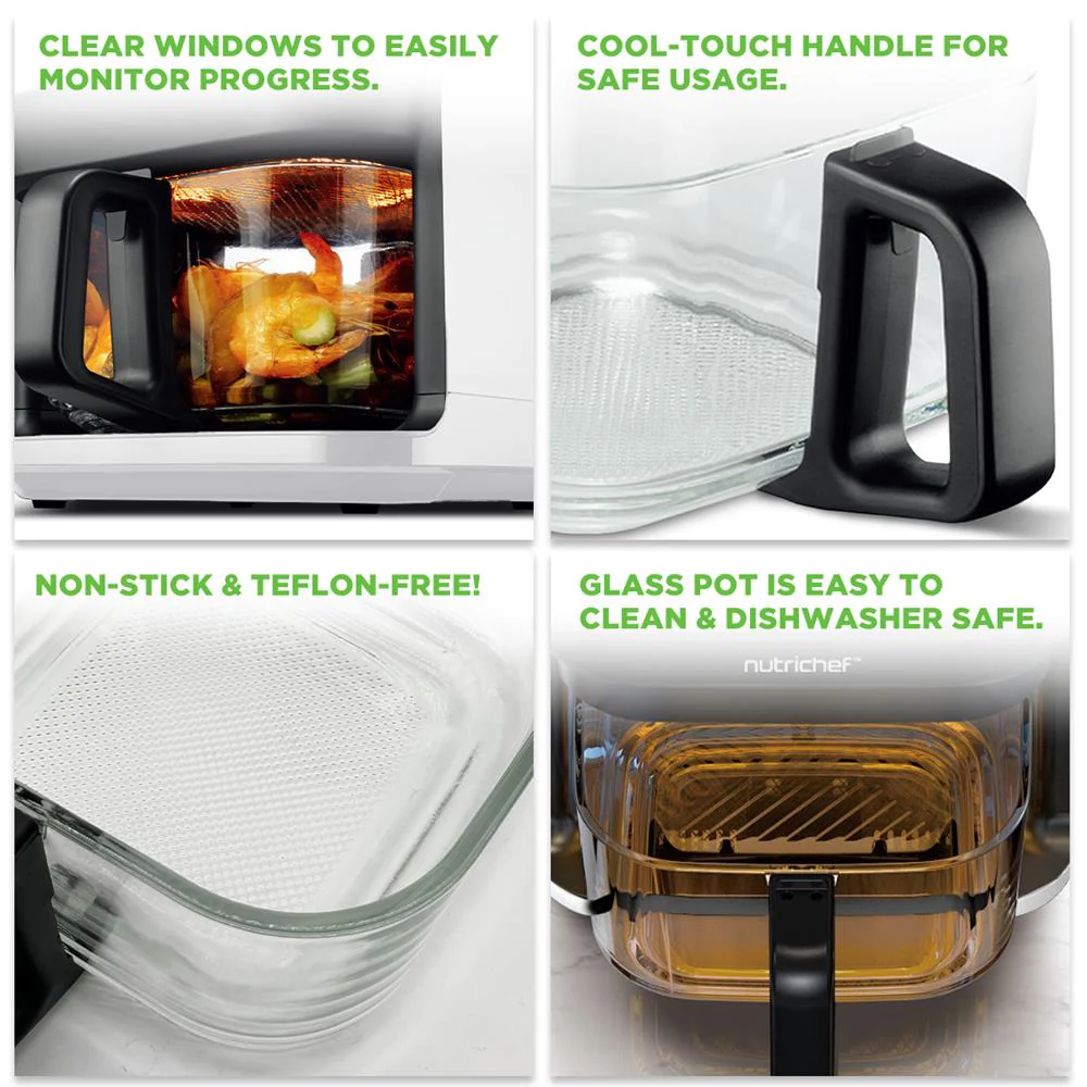 5.8QT Air Fryer, Quick Cooking, Transparent Bowl, White - Image 3