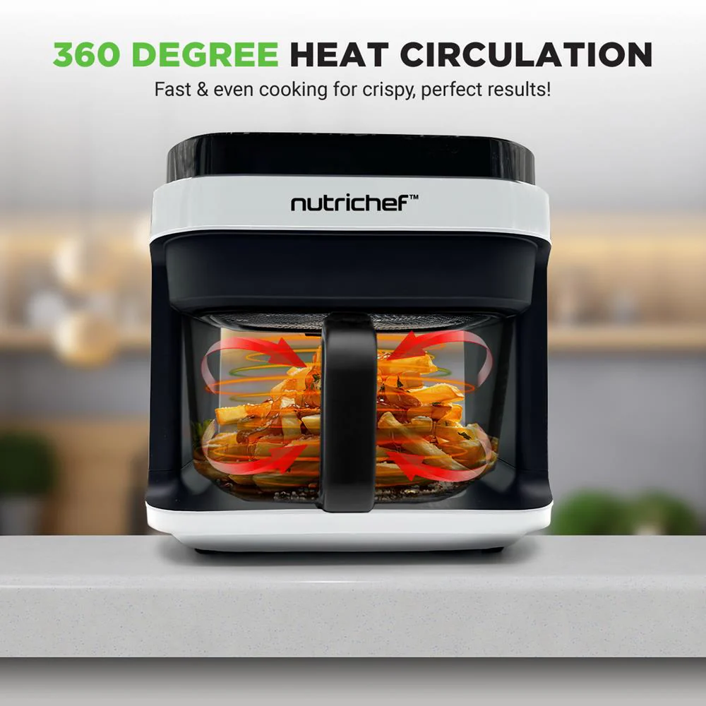 5.8QT Air Fryer, Quick Cooking, Transparent Bowl, White - Image 4