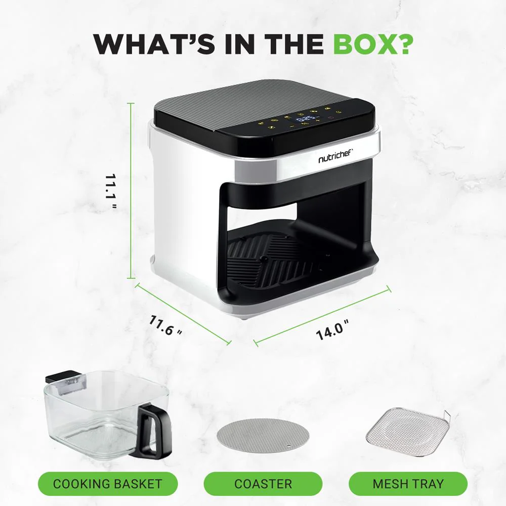 5.8QT Air Fryer, Quick Cooking, Transparent Bowl, White - Image 6