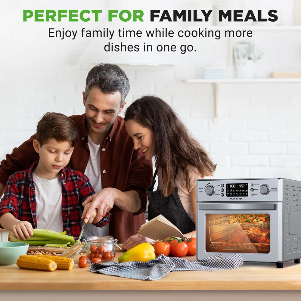 26L Electric Air Fryer Oven, Rotisserie, 1700W, 10 Presets, Silver - Image 7