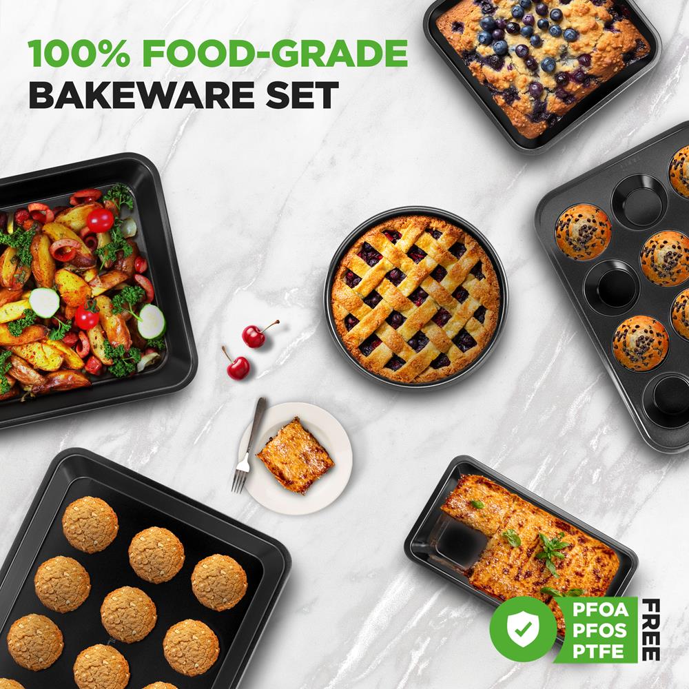 Stackable Non-Stick Bakeware Set, Easy Release Carbon Steel, Black - Image 5
