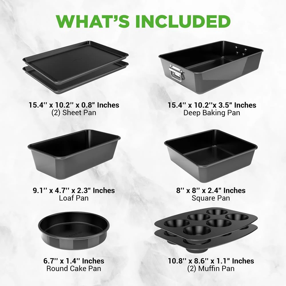 8-Piece Nonstick Bakeware Set - Easy Clean Carbon Steel, Stackable - Image 7