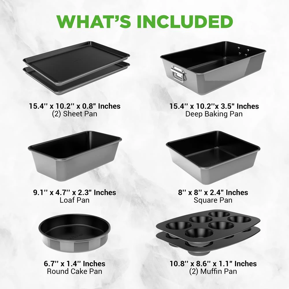 8-Piece Nonstick Bakeware Set - Space-Saving Carbon Steel, Gray - Image 7