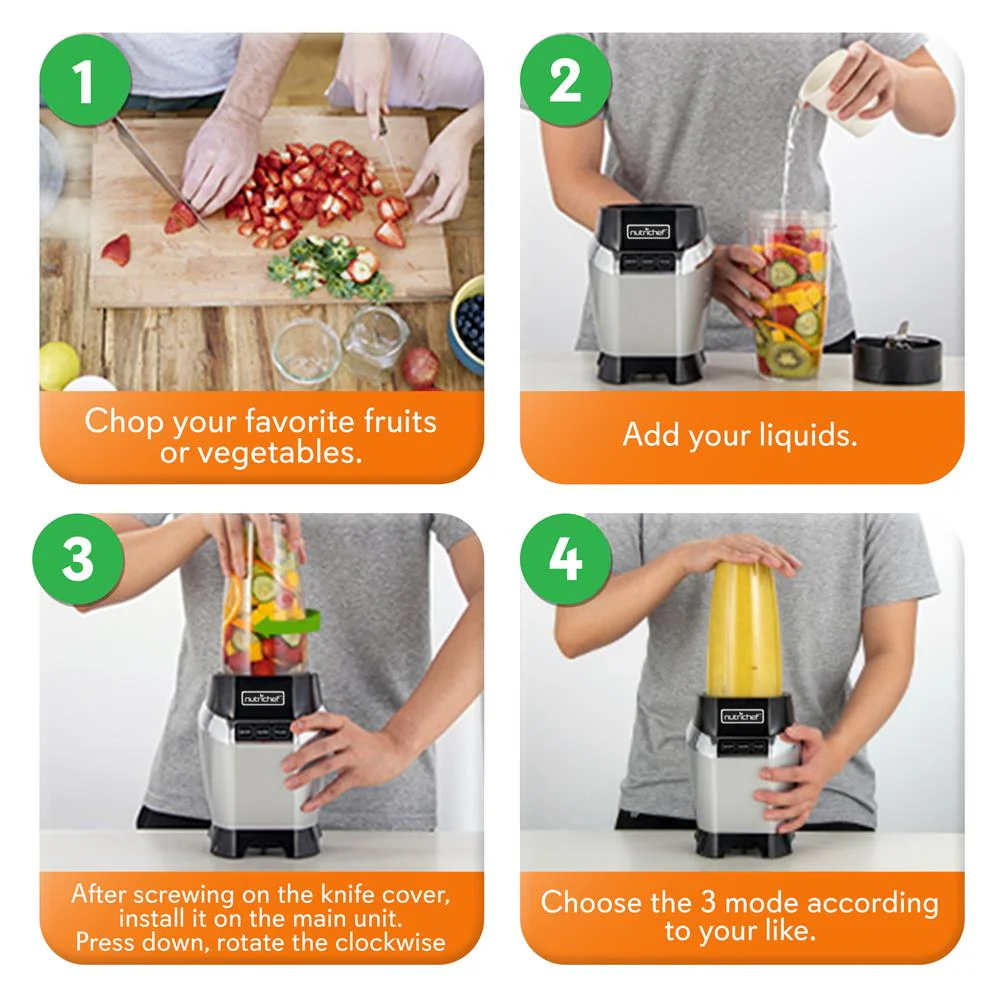 Electric Blender for Smoothies - High-Speed Motor, Stainless Steel Blade - Image 2