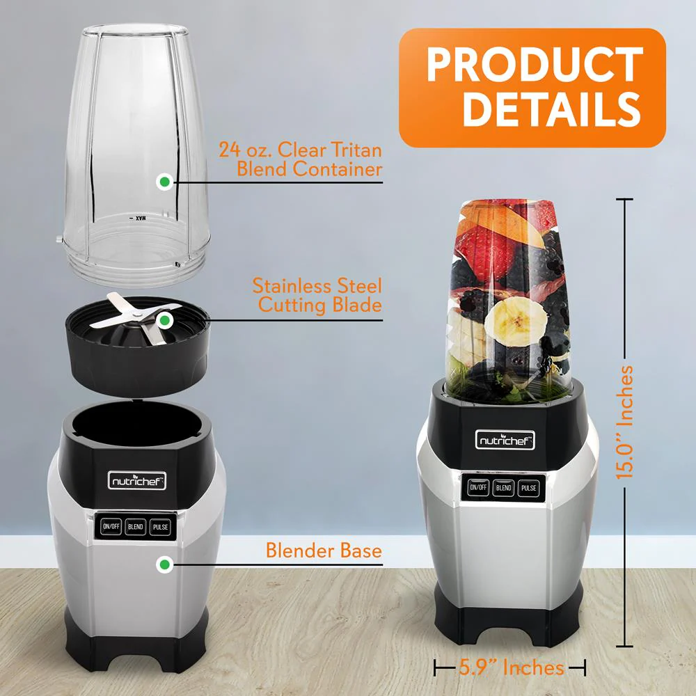 Electric Blender for Smoothies - High-Speed Motor, Stainless Steel Blade - Image 3