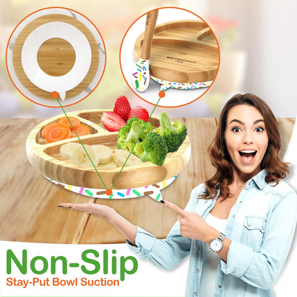 Sparkle Three Compartment Round Plate With Silicone Suction And Spoon For Baby And Toddlers - Image 4