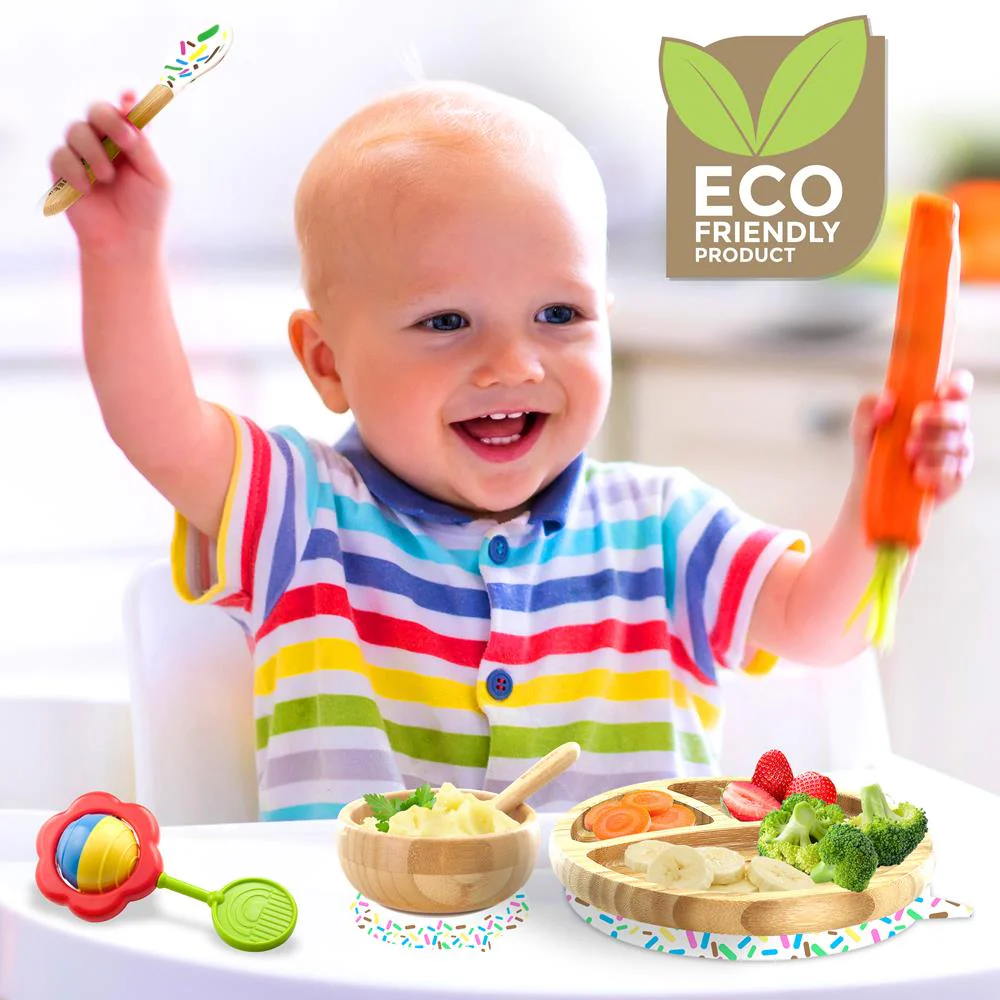 Sparkle Three Compartment Round Plate With Silicone Suction And Spoon For Baby And Toddlers - Image 5