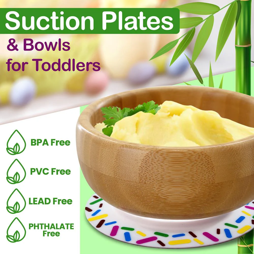 Sparkle Bamboo Bowl With Silicone Suction And Spoon For Baby And Toddlers - Image 3