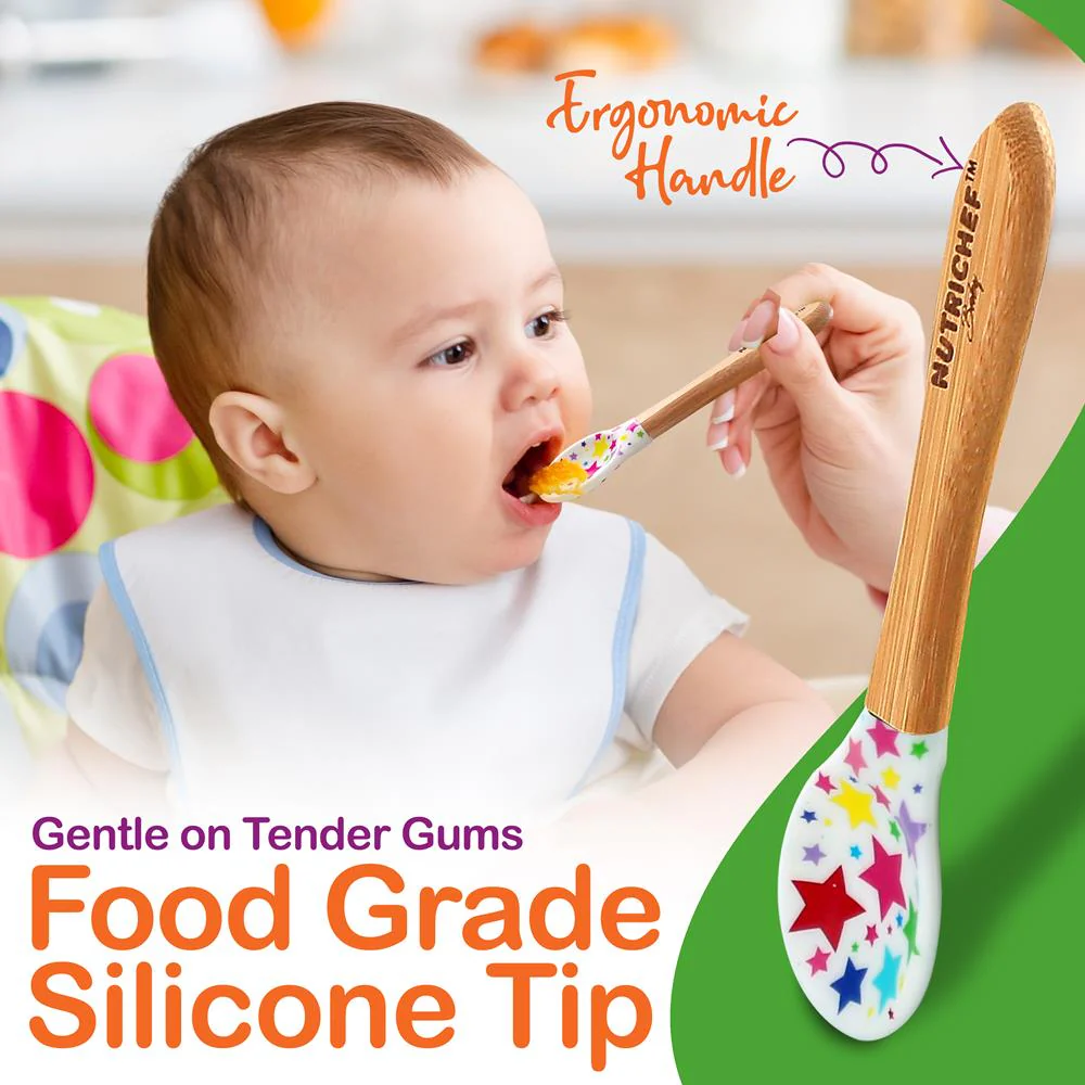 Stars Three Compartment Round Plate With Silicone Suction And Spoon For Baby And Toddlers - Image 4