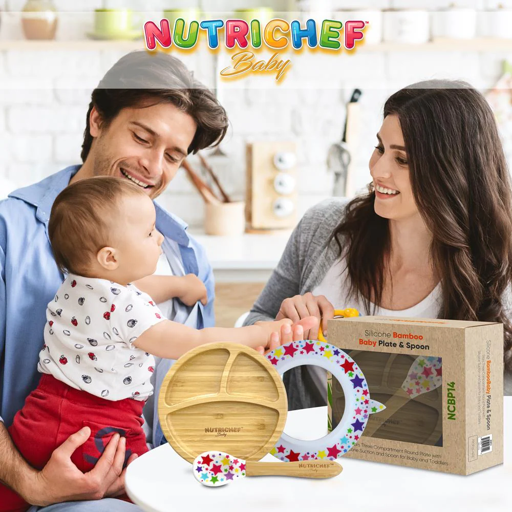 Stars Three Compartment Round Plate With Silicone Suction And Spoon For Baby And Toddlers - Image 7