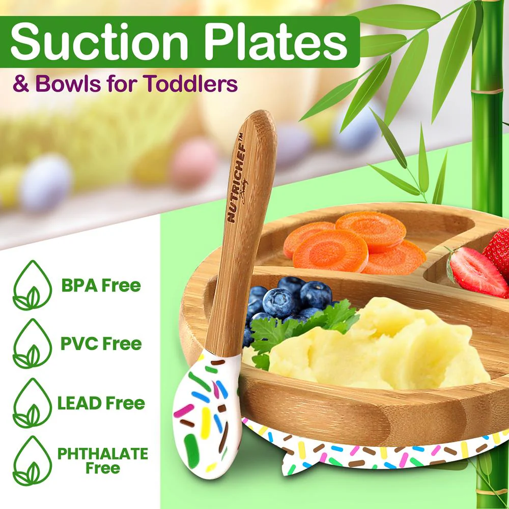 Sparkle Bamboo Dinnerware Set With Silicone Suction For Kids - Image 3
