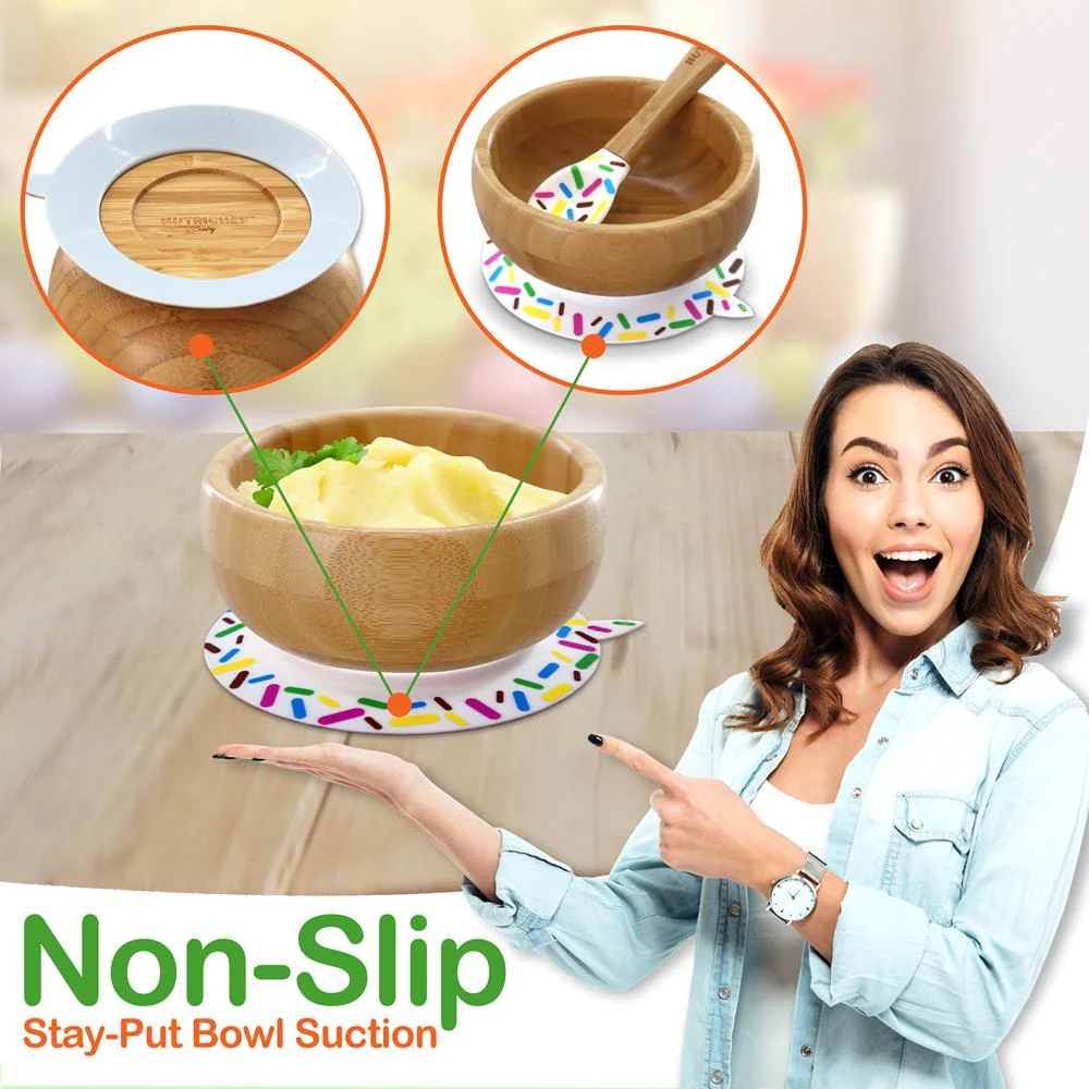 Sparkle Bamboo Dinnerware Set With Silicone Suction For Kids - Image 5