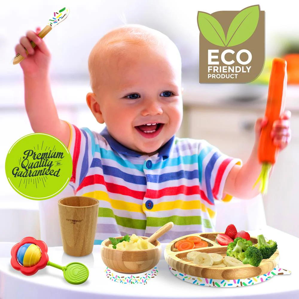 Sparkle Bamboo Dinnerware Set With Silicone Suction For Kids - Image 6