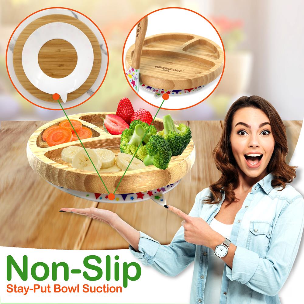 Stars Bamboo Dinnerware Set With Silicone Suction For Kids - Image 5