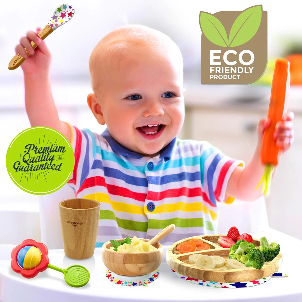 Stars Bamboo Dinnerware Set With Silicone Suction For Kids - Image 6
