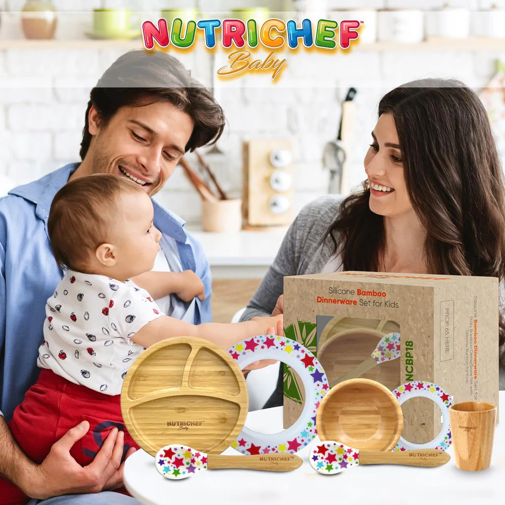 Stars Bamboo Dinnerware Set With Silicone Suction For Kids - Image 7
