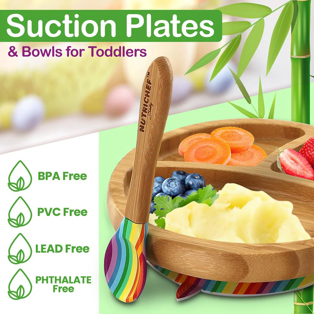 Baby Feeding Set, Non-Slip Design, Bamboo & Silicone, Easy to Clean - Image 3