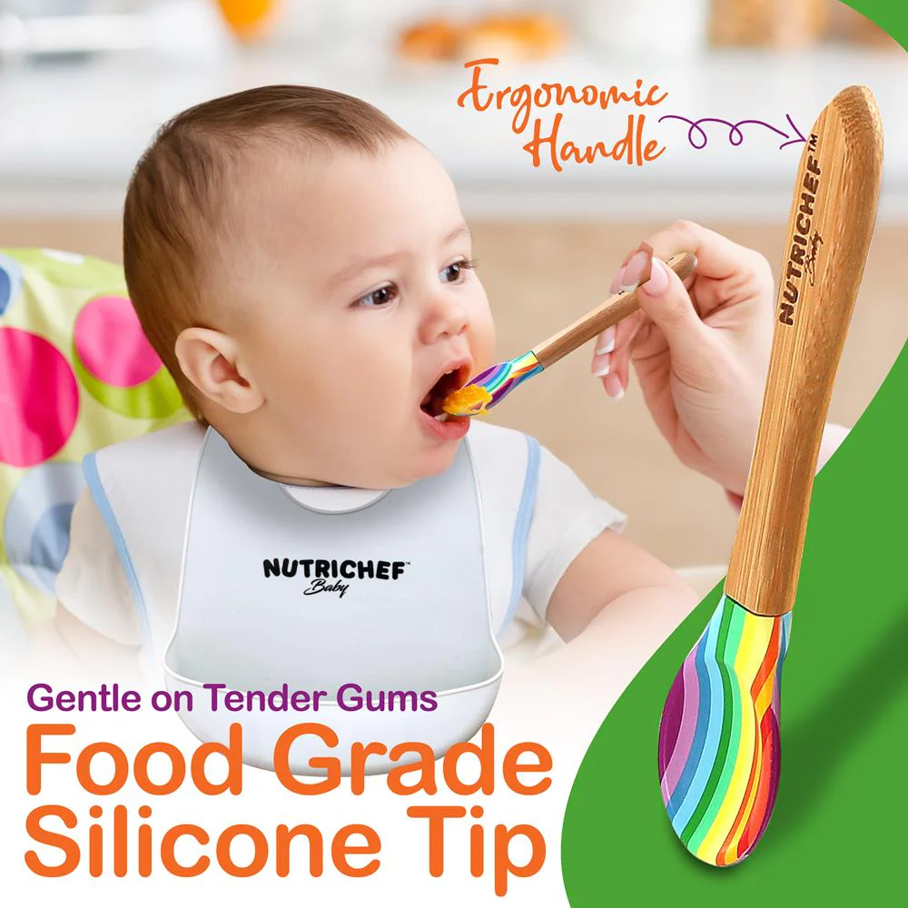Baby Feeding Set, Non-Slip Design, Bamboo & Silicone, Easy to Clean - Image 4
