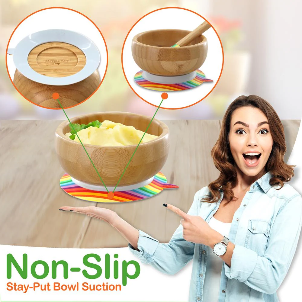 Baby Feeding Set, Non-Slip Design, Bamboo & Silicone, Easy to Clean - Image 5