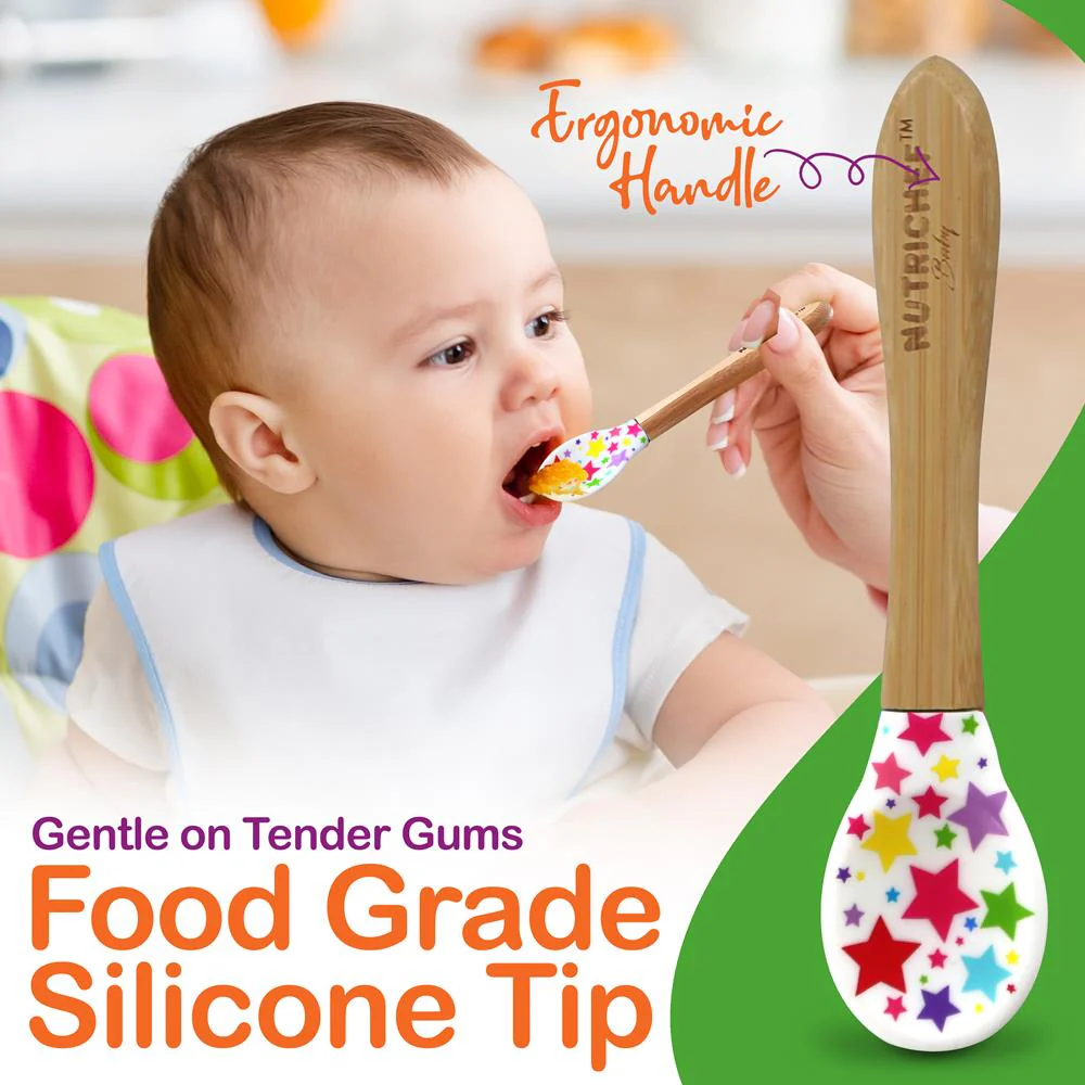 Stars Bamboo Dinnerware Set With Silicone Suction And Bibs For Kids - Image 4