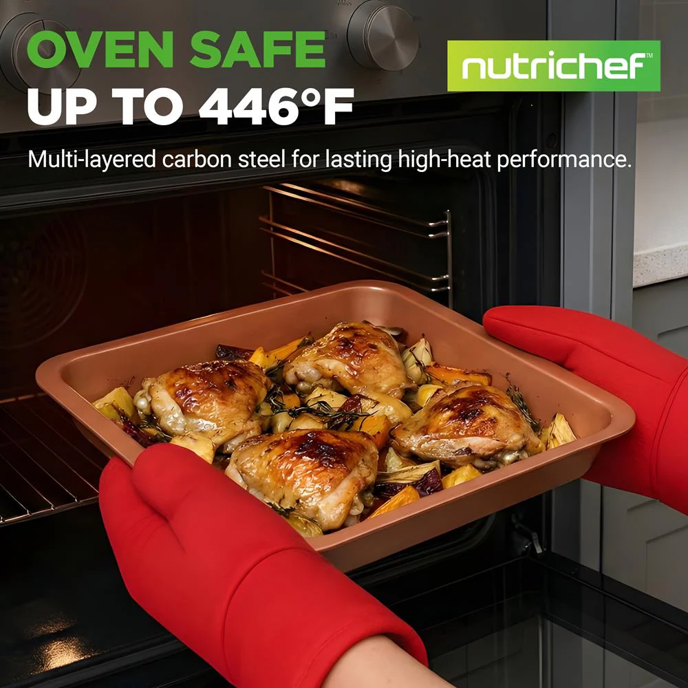 10-Piece Nonstick Bakeware Set, Easy Clean Carbon Steel, Copper - Image 2